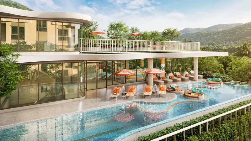 Бассейн 25 метров у клубхауса The Title FIZZ · Rhom Bho Property, визуализация застройщика