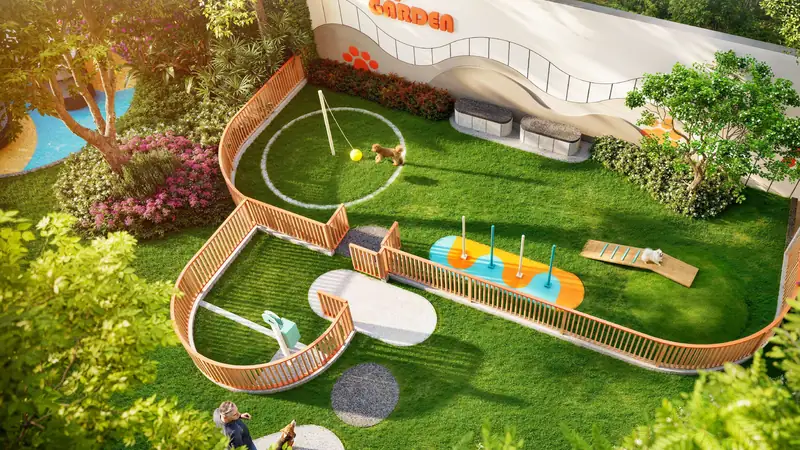 Paw Park — площадка для собак · Rhom Bho Property, визуализация застройщика