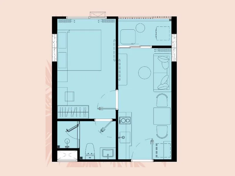 Planlösning 1 Bedroom, 32,2 m², The Title FIZZ Kata