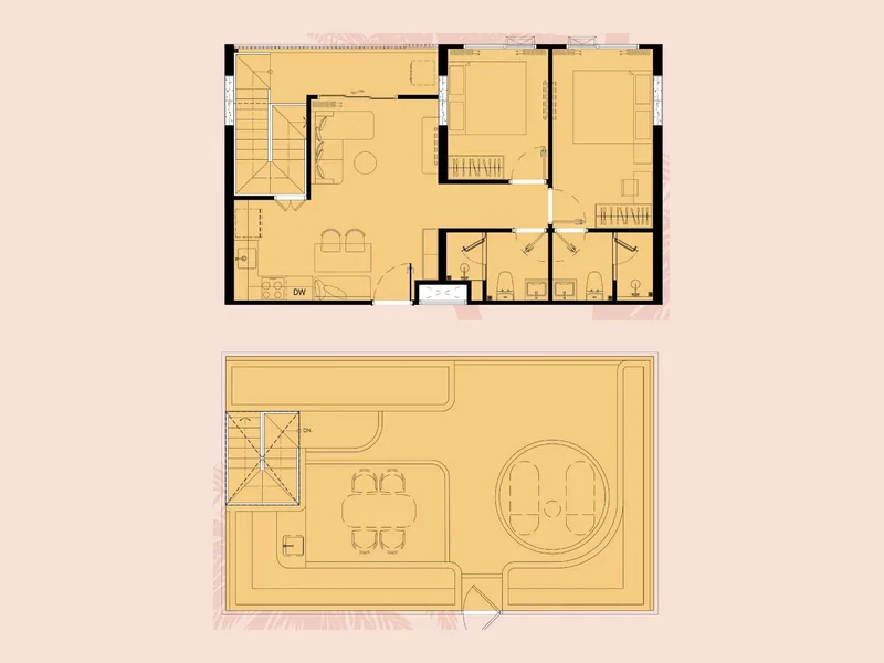带私人屋顶露台的 2 Bedroom Penthouse 户型图,The Title FIZZ
