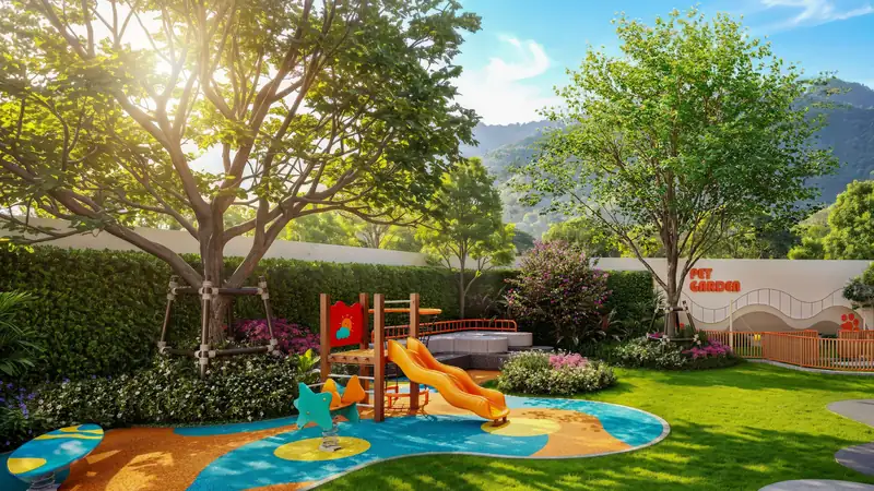 Детская площадка Sparkling Playground · Rhom Bho Property, визуализация застройщика